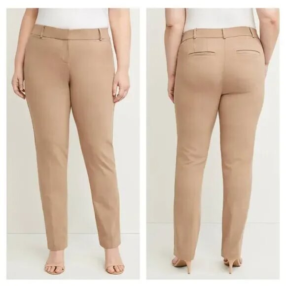 Lane Bryant Plus Size Allie Sexy Stretch Straight Leg Pant Tan Size 24R NWT - Picture 1 of 14